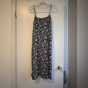 Banana Republic Floral Black and White Midi Dress